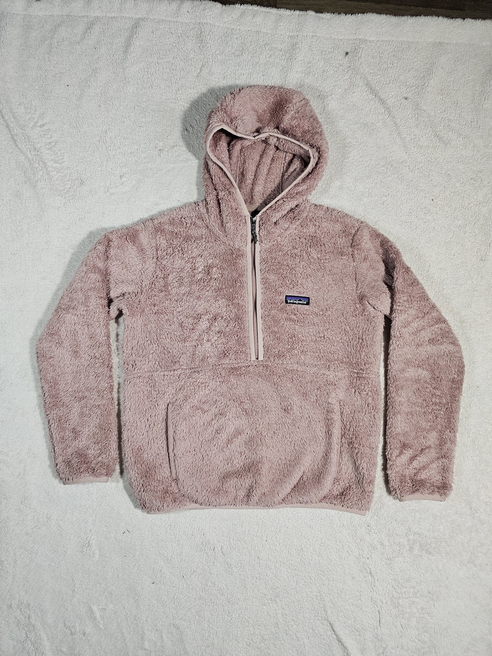 Patagonia Los Gatos Half Zip Fuzzy Fleece Pullover hooded Antho Pink Women Small